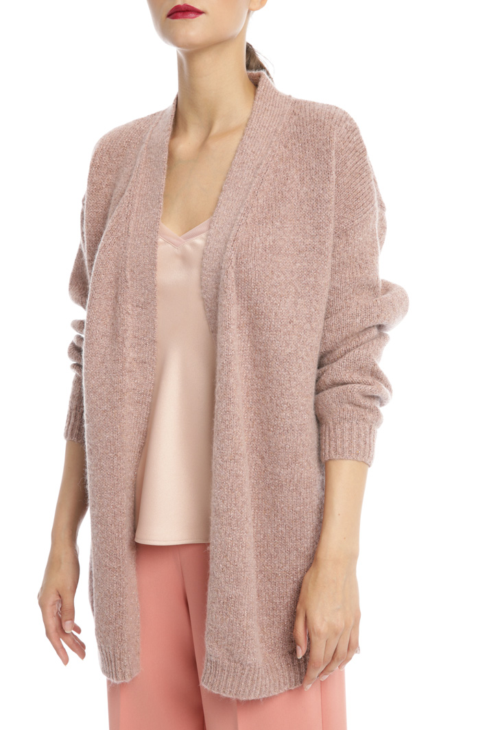 Lamé cardigan with belt Intrend Lamé cardigan with belt Intrend