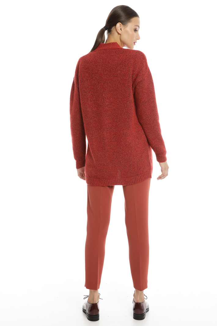 Lamé cardigan with belt Intrend Lamé cardigan with belt Intrend