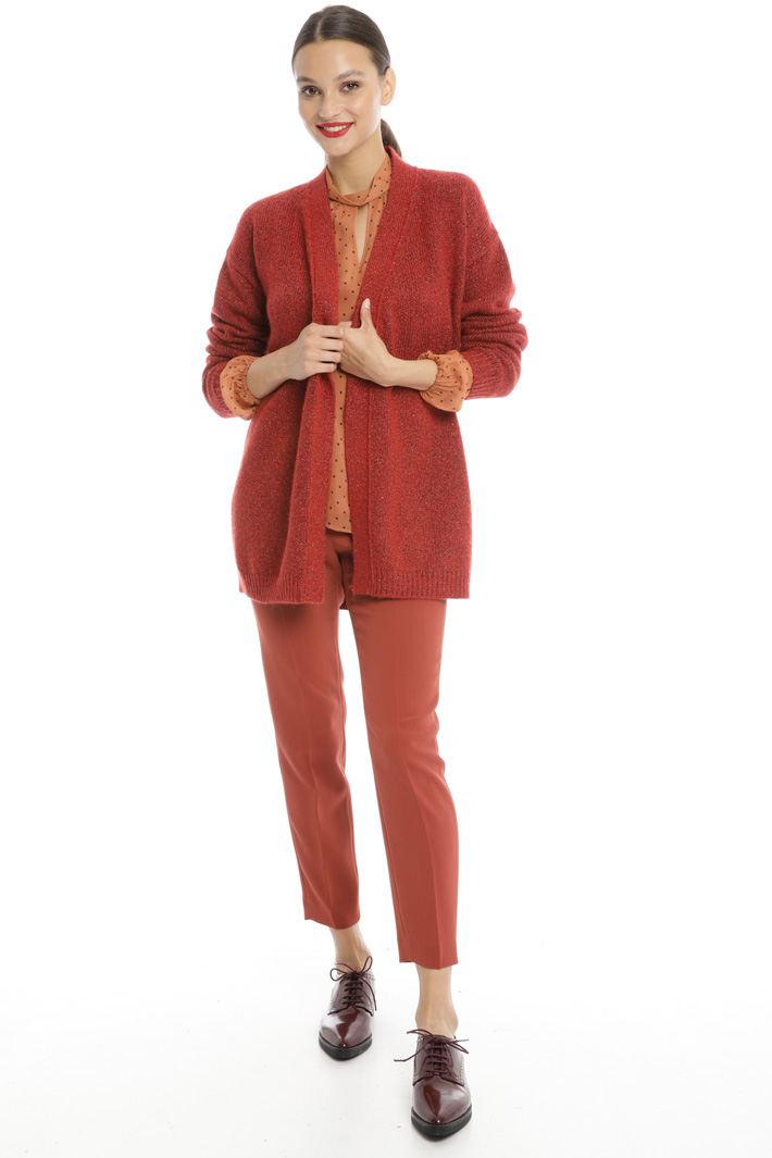 Lamé cardigan with belt Intrend Lamé cardigan with belt Intrend
