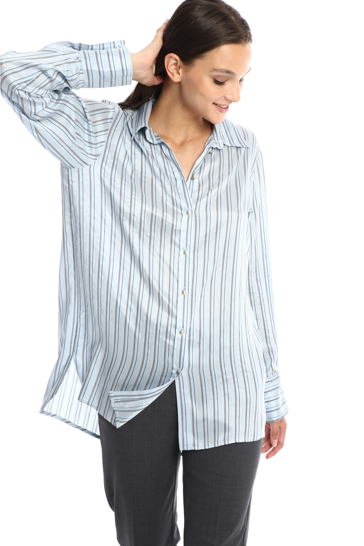 camicia seta grigio perla