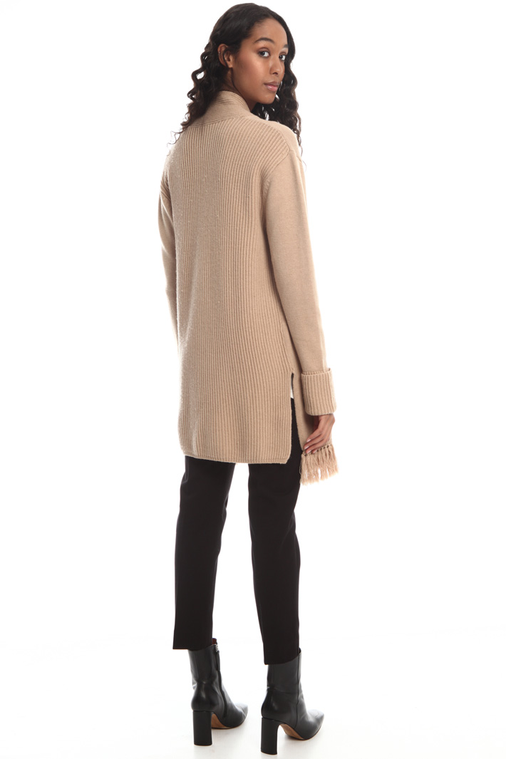 Fringed and ribbed cardigan Intrend Fringed and ribbed cardigan Intrend