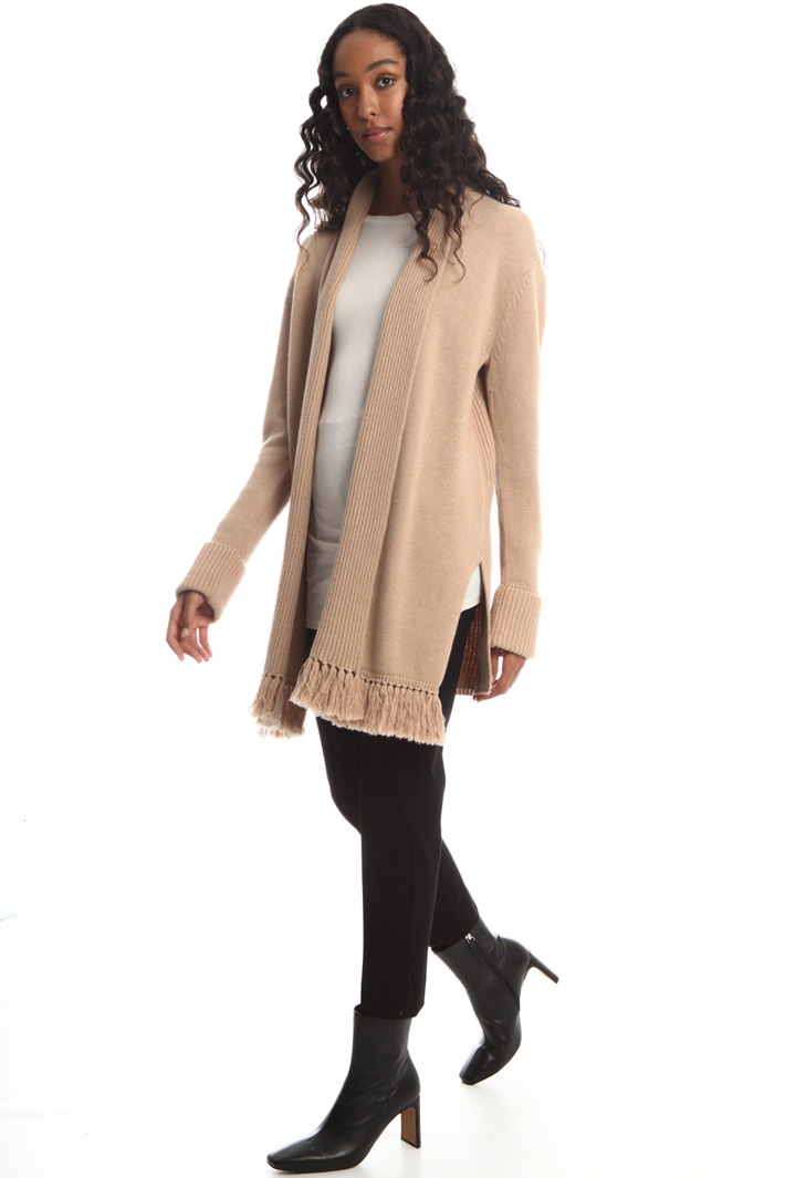 Fringed and ribbed cardigan Intrend Fringed and ribbed cardigan Intrend