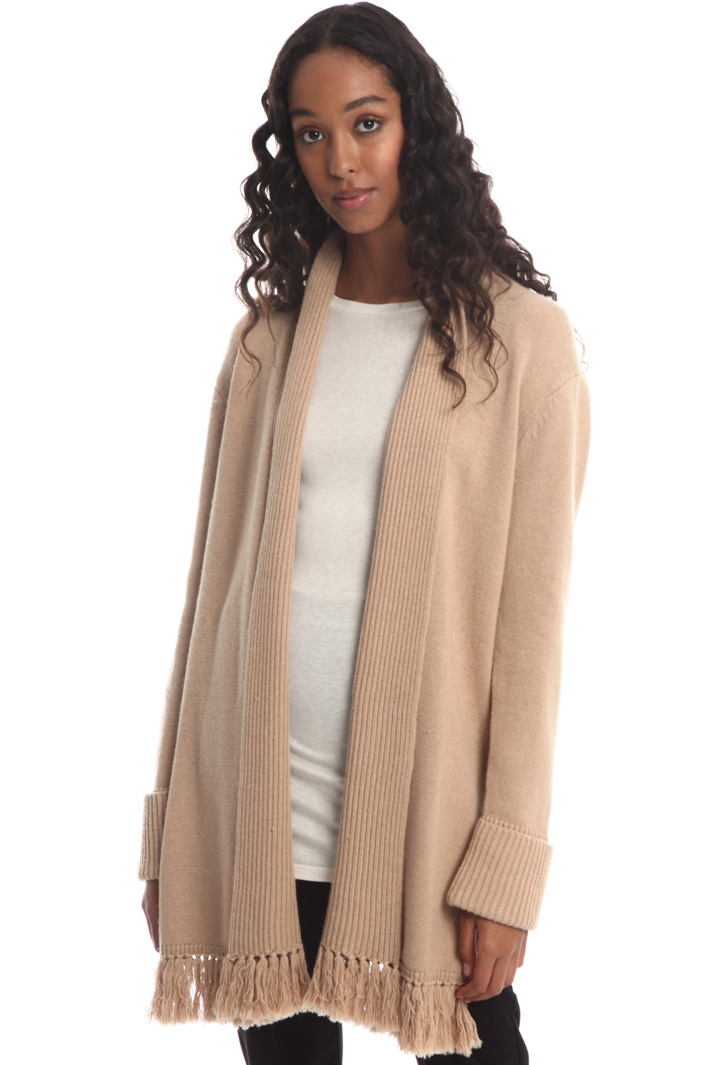 Fringed and ribbed cardigan Intrend Fringed and ribbed cardigan Intrend