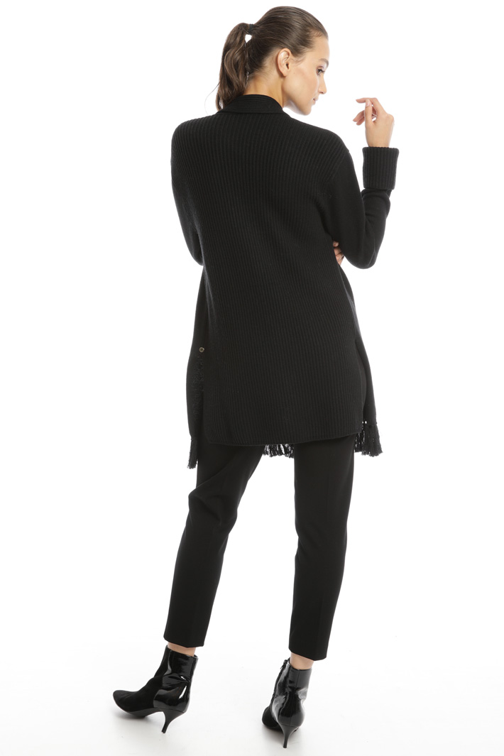 Fringed and ribbed cardigan Intrend Fringed and ribbed cardigan Intrend