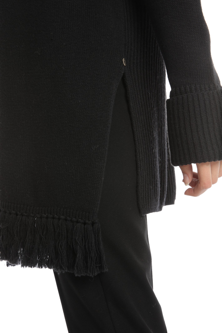 Fringed and ribbed cardigan Intrend Fringed and ribbed cardigan Intrend