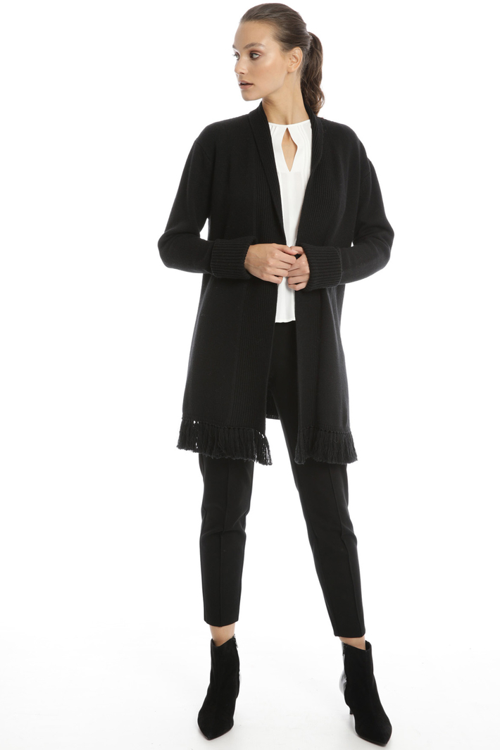 Fringed and ribbed cardigan Intrend Fringed and ribbed cardigan Intrend