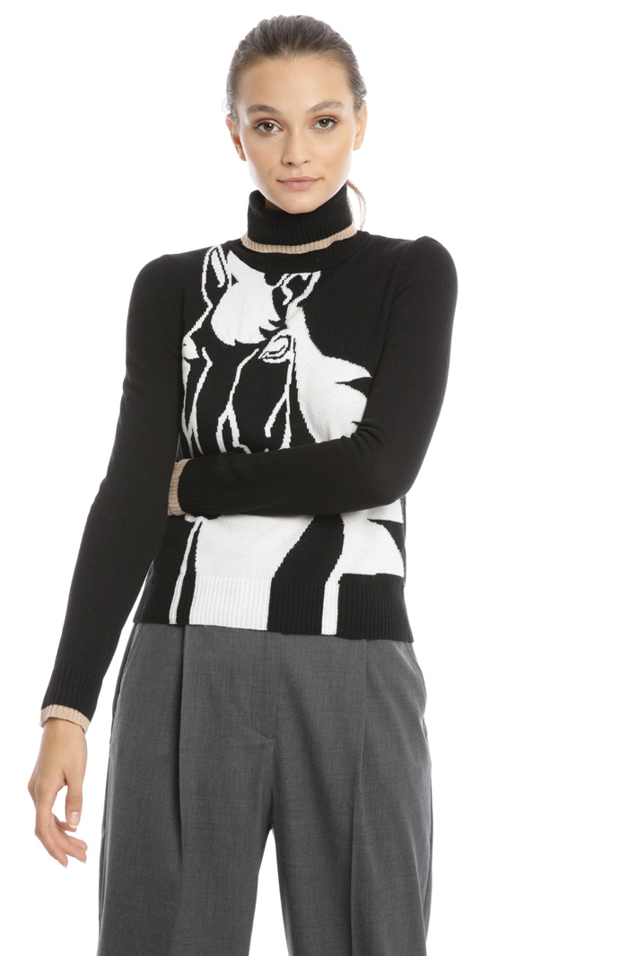 Sweater with horse inlay Intrend Sweater with horse inlay Intrend