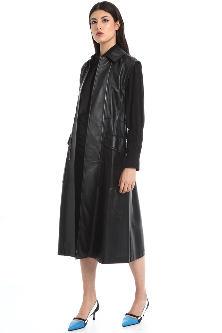 Double zip leather overcoat Intrend Double zip leather overcoat Intrend