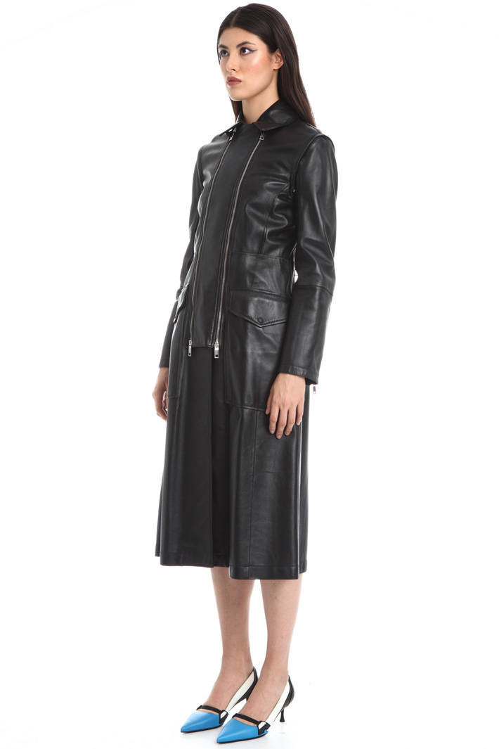 Double zip leather overcoat Intrend Double zip leather overcoat Intrend