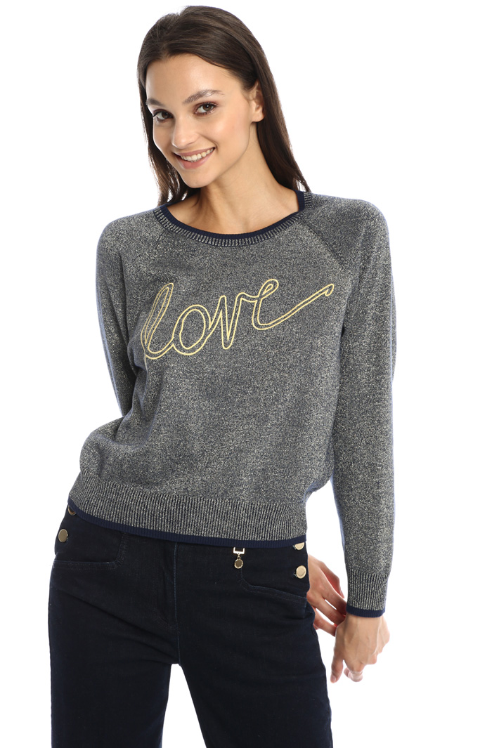 Embroidered lamé sweater Intrend Embroidered lamé sweater Intrend