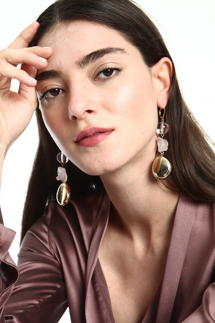 Drop quartz earrings Intrend Drop quartz earrings Intrend