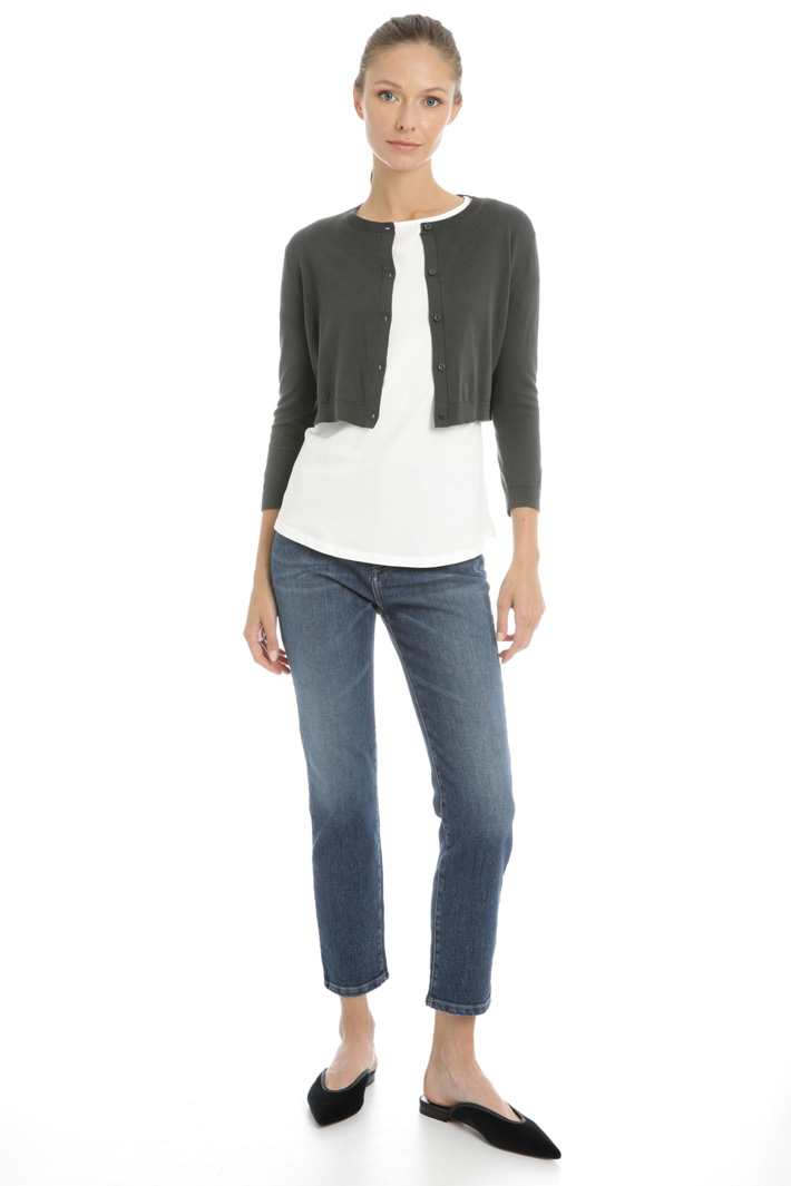 Boxy fit silk blend cardigan Intrend Boxy fit silk blend cardigan Intrend