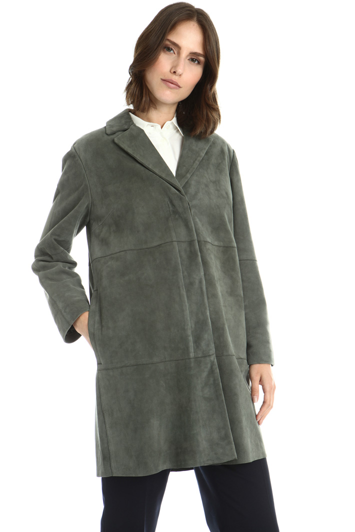 Suede leather duster coat Intrend Suede leather duster coat Intrend