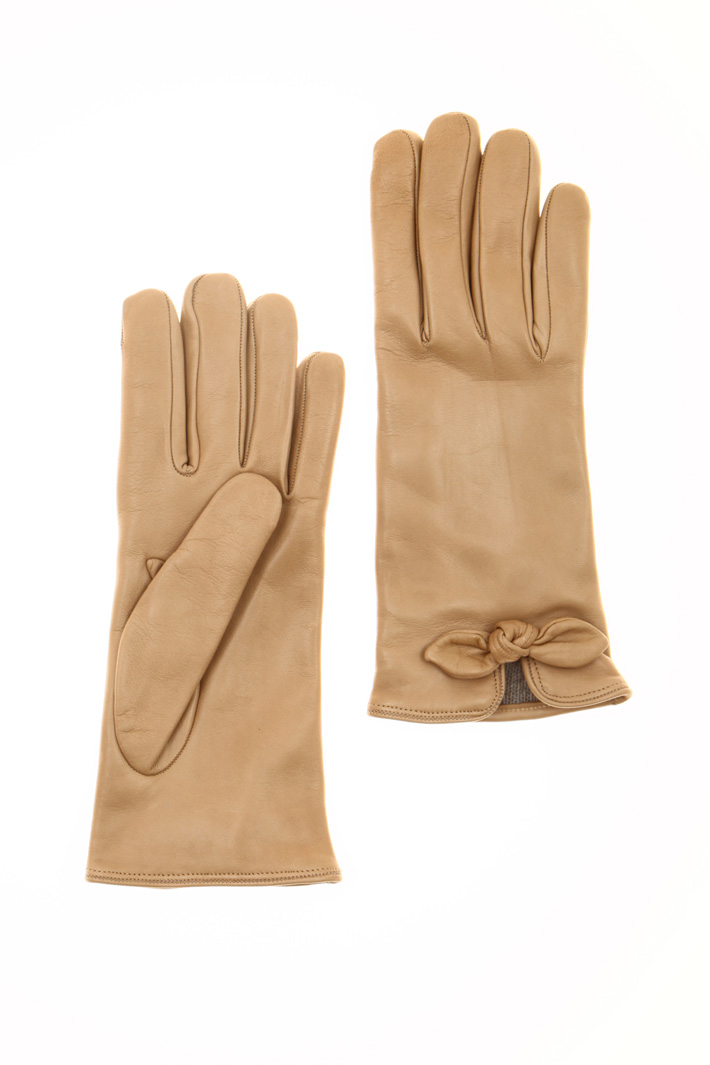 Leather gloves with bow Intrend Leather gloves with bow Intrend