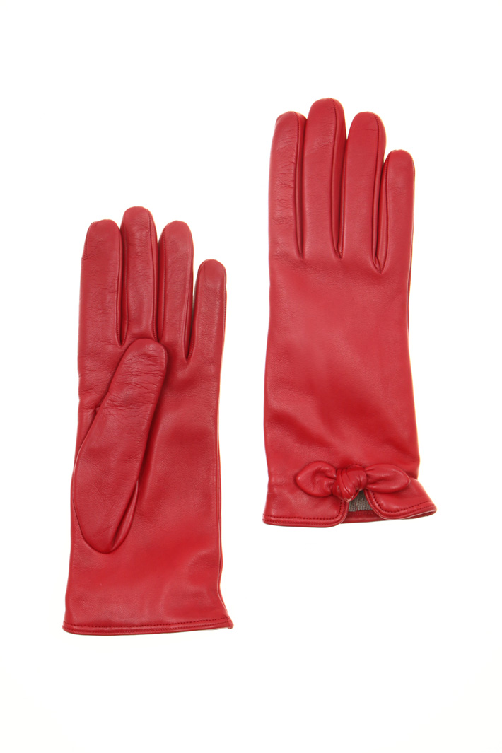 Leather gloves with bow Intrend Leather gloves with bow Intrend