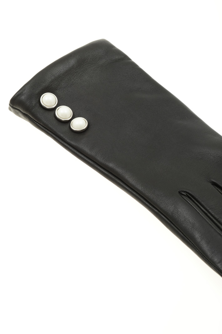 Leather gloves with beads Intrend Leather gloves with beads Intrend