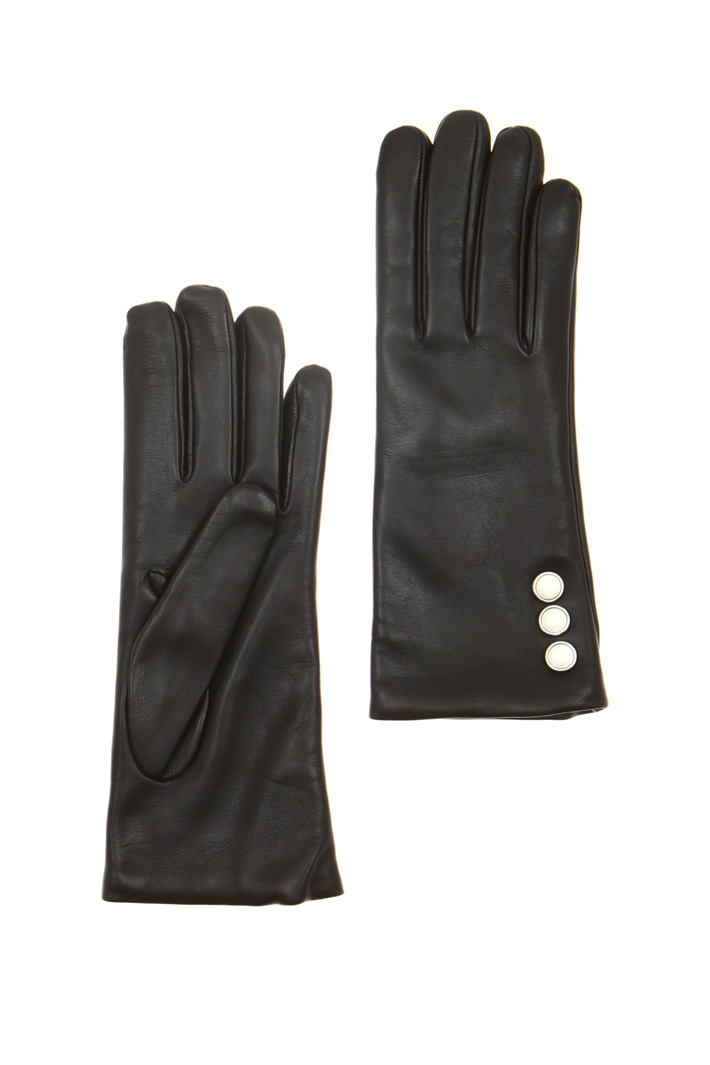 Leather gloves with beads Intrend Leather gloves with beads Intrend