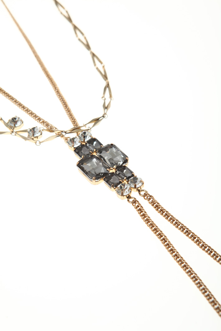 Metal and rhinestone necklace Intrend Metal and rhinestone necklace Intrend