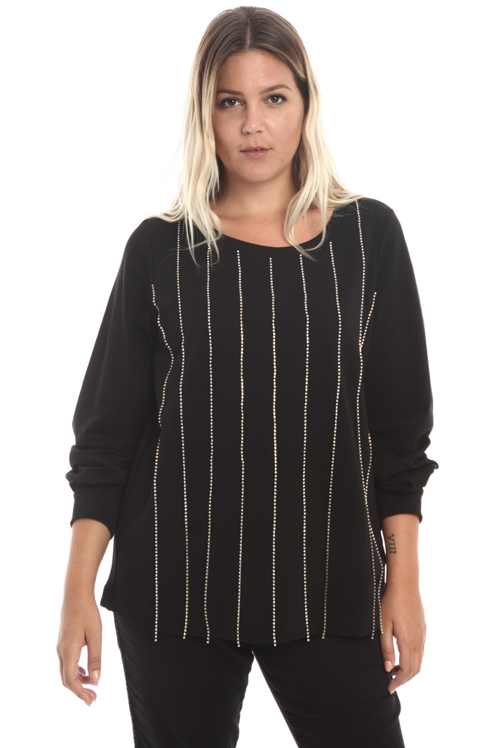 Fringed rhinestone sweatshirt Intrend Fringed rhinestone sweatshirt Intrend
