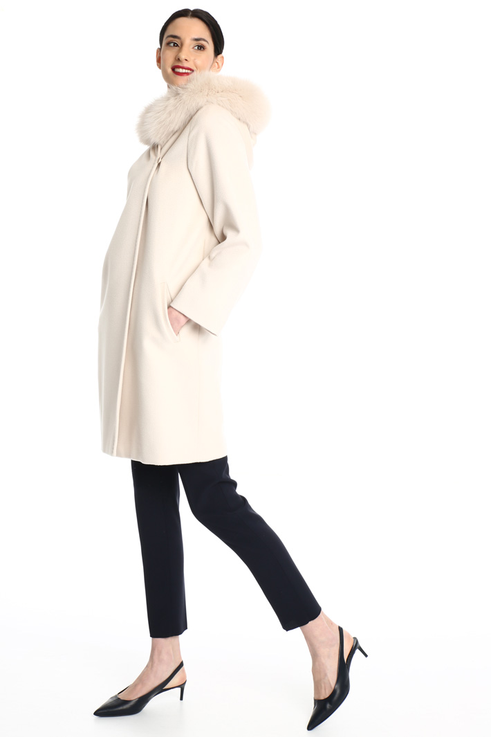 Wool coat with fur trim Intrend Wool coat with fur trim Intrend