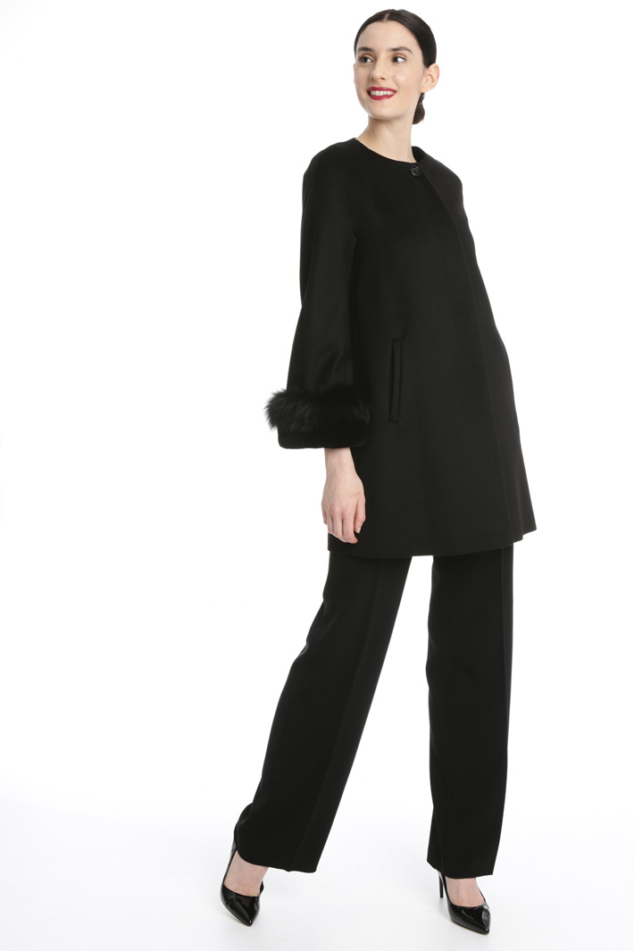Wool coat with fur cuffs Intrend Wool coat with fur cuffs Intrend