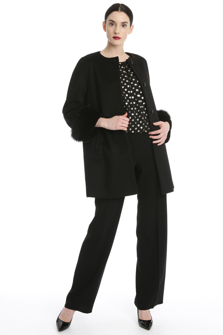 Wool coat with fur cuffs Intrend Wool coat with fur cuffs Intrend
