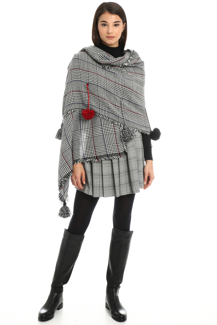 Wool scarf with pompon Intrend Wool scarf with pompon Intrend
