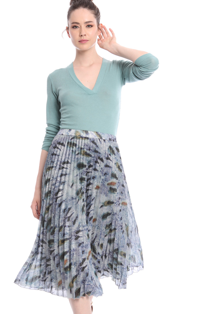 Lamé jersey pleated midi skirt Intrend Lamé jersey pleated midi skirt Intrend