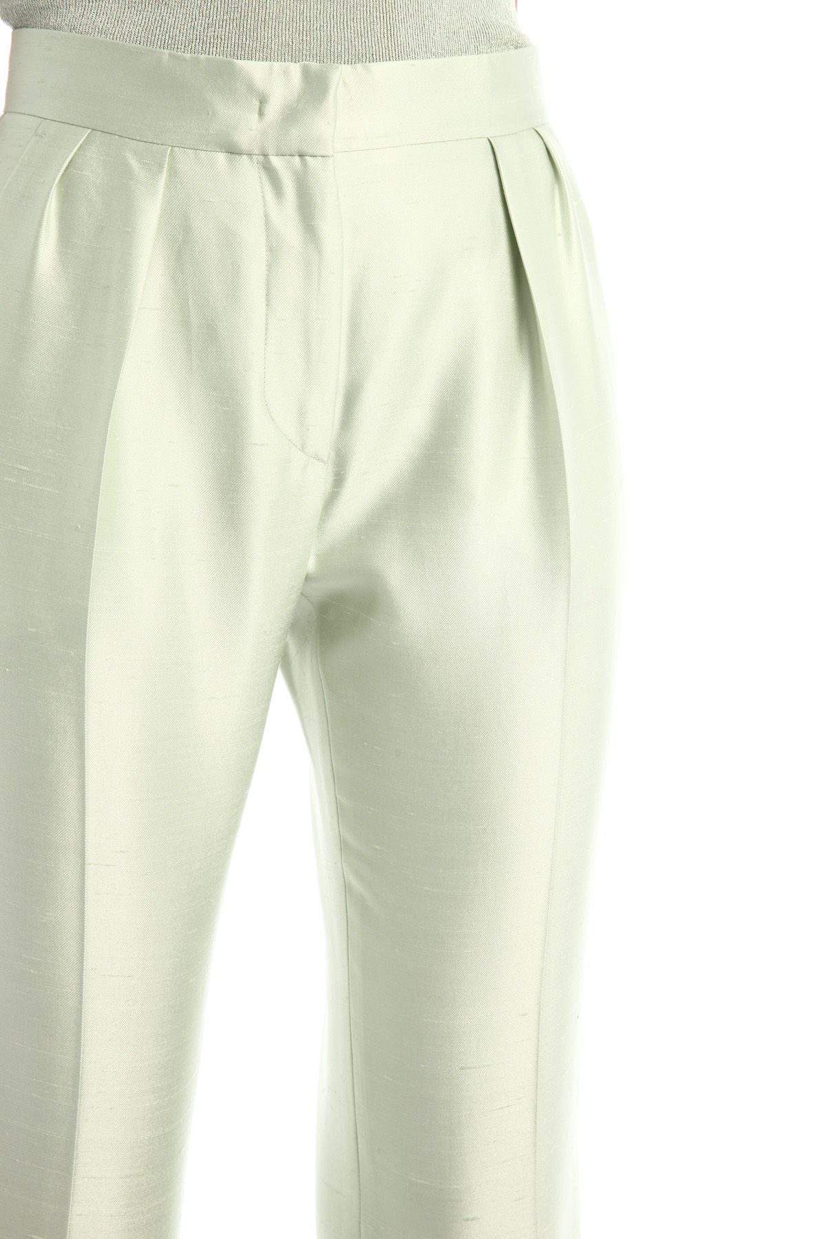 Pantaloni in seta e cotone, verde pastello - Intrend