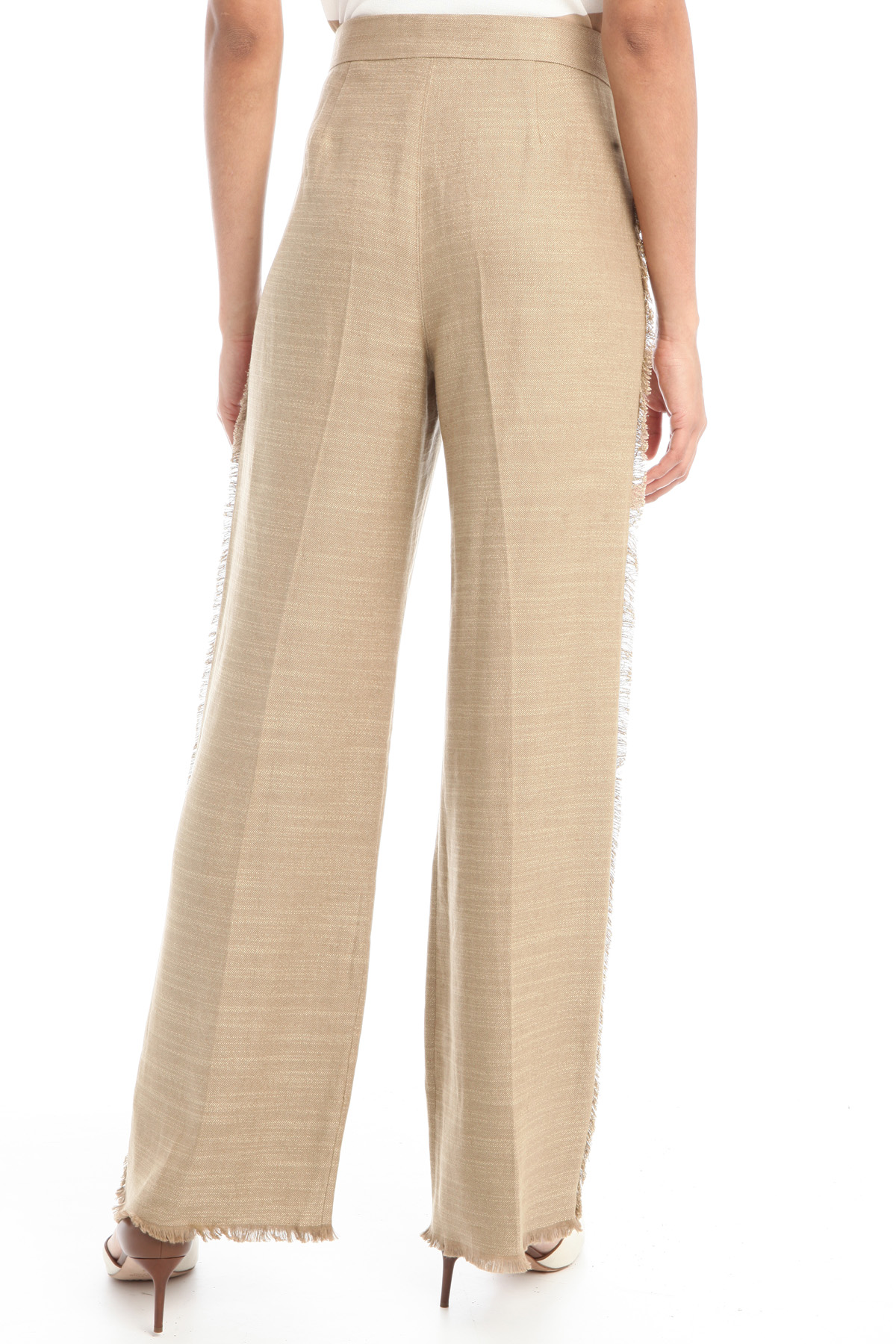 Pantaloni in lino e seta, cammello - Intrend