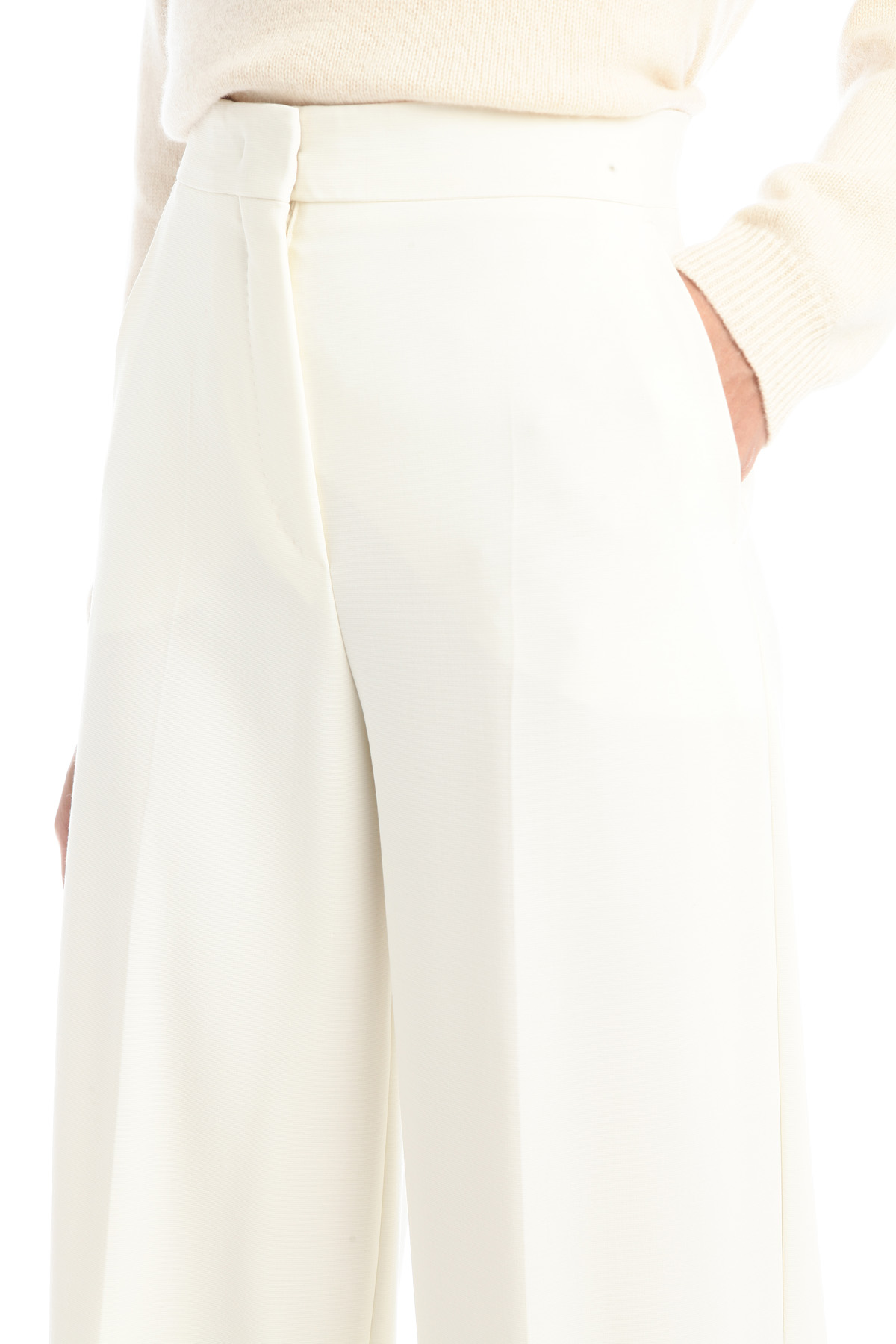 Pantaloni in crêpe di lana, bianco - Intrend
