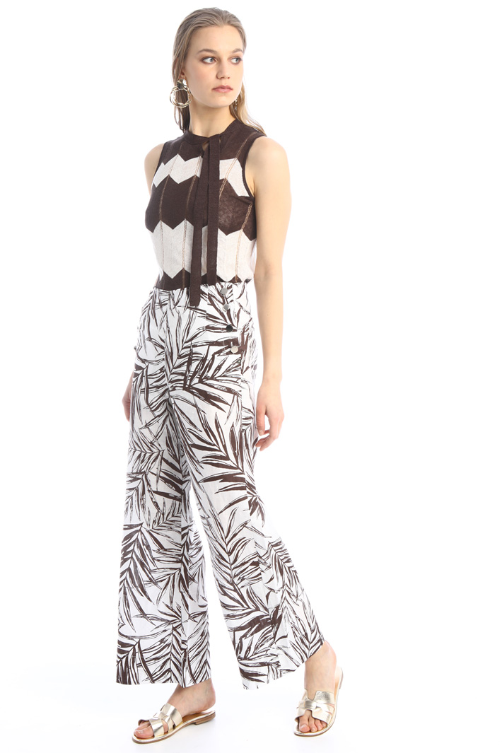 Pantaloni ampi in lino, bianco cioccolato - Intrend