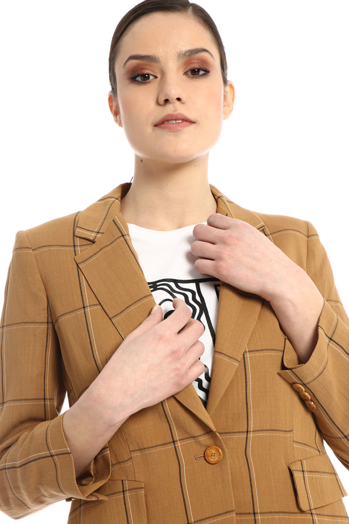 Blazer in misto lino, tabacco bianco nero - Intrend
