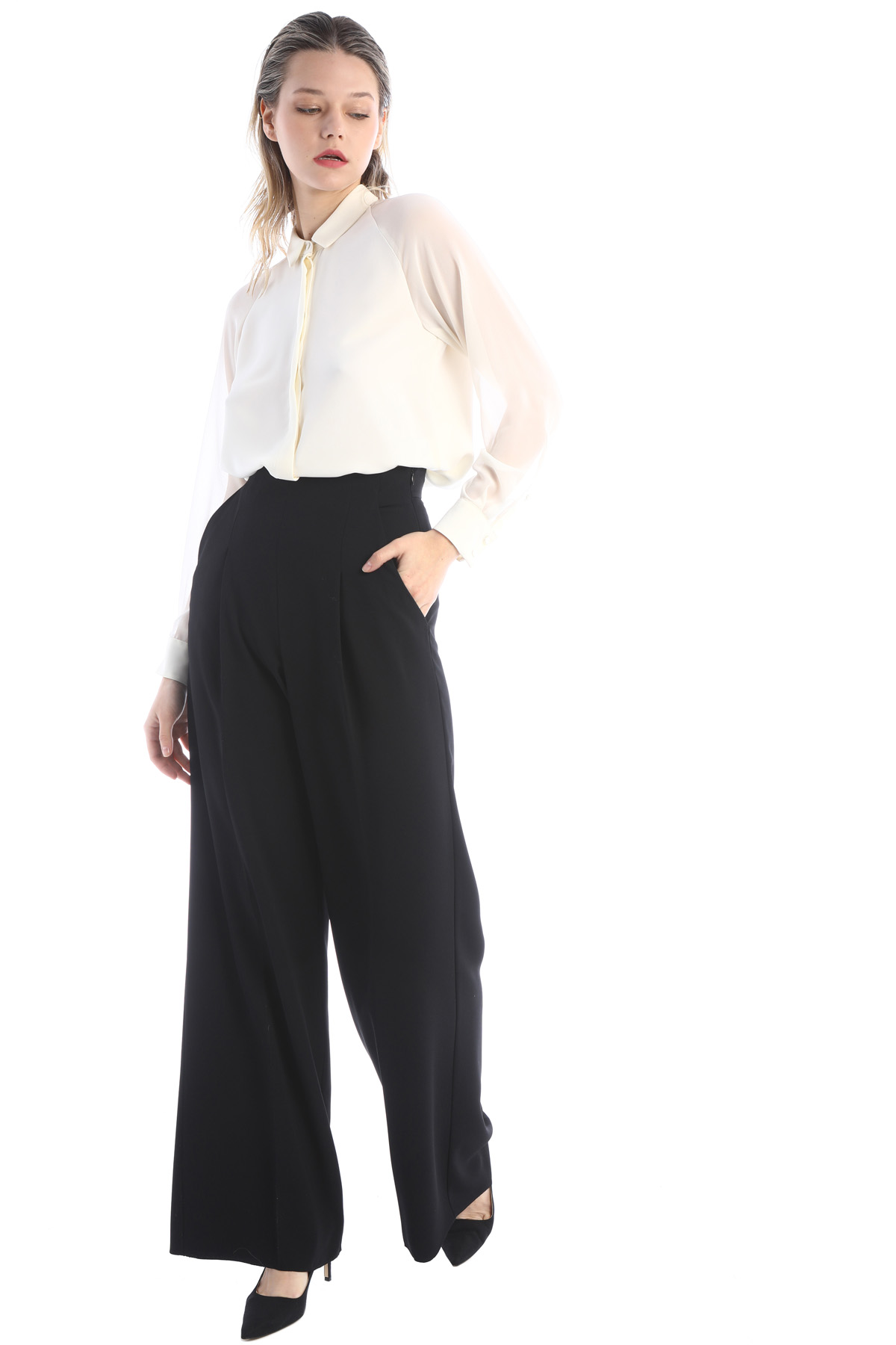 Pantaloni a palazzo, nero - Intrend