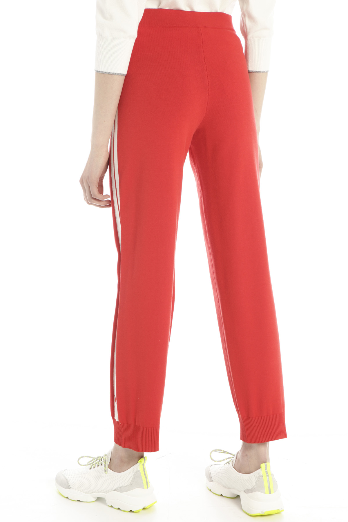 Pantaloni dritti in maglia, rosso bianco - Intrend