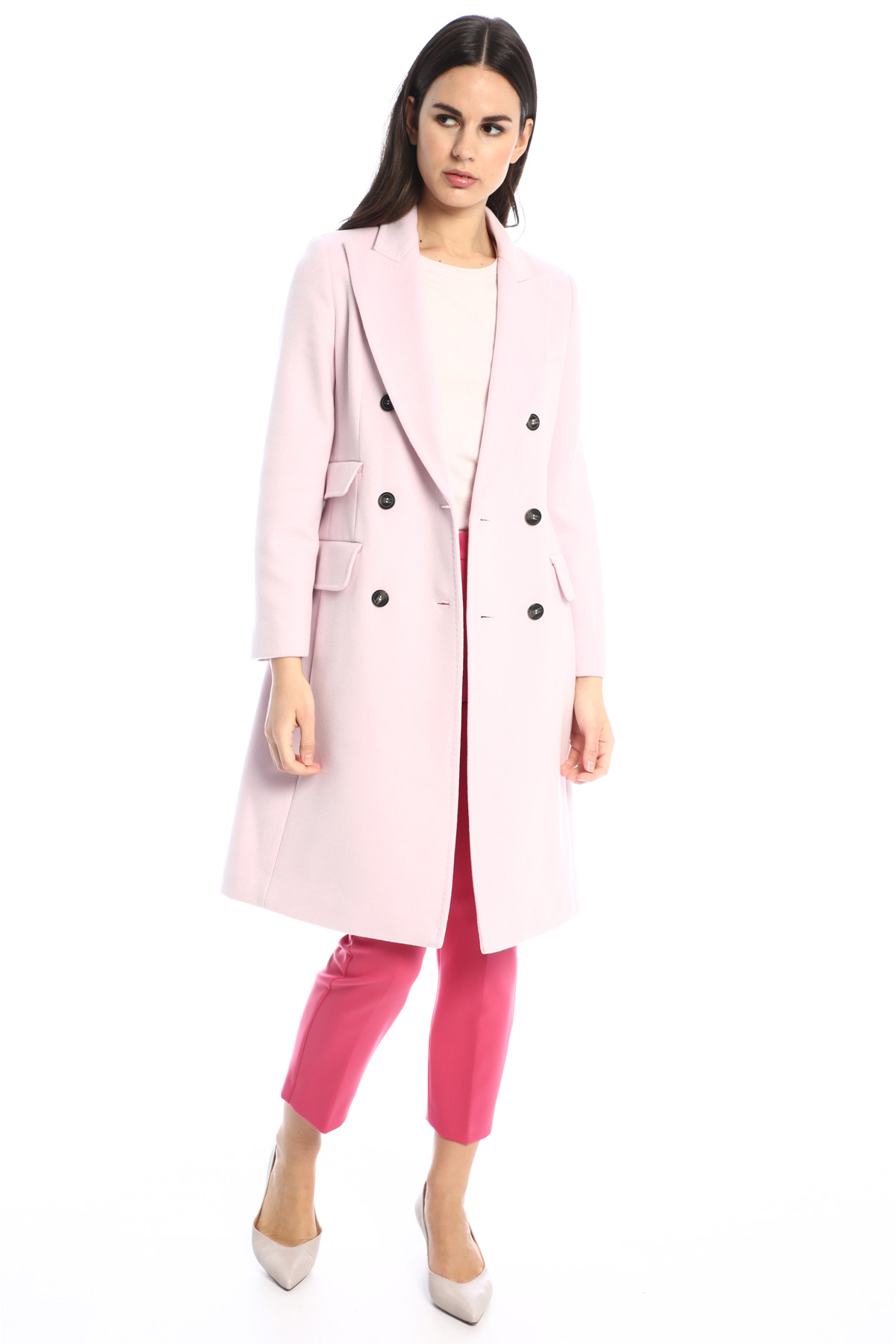 pink wool overcoat