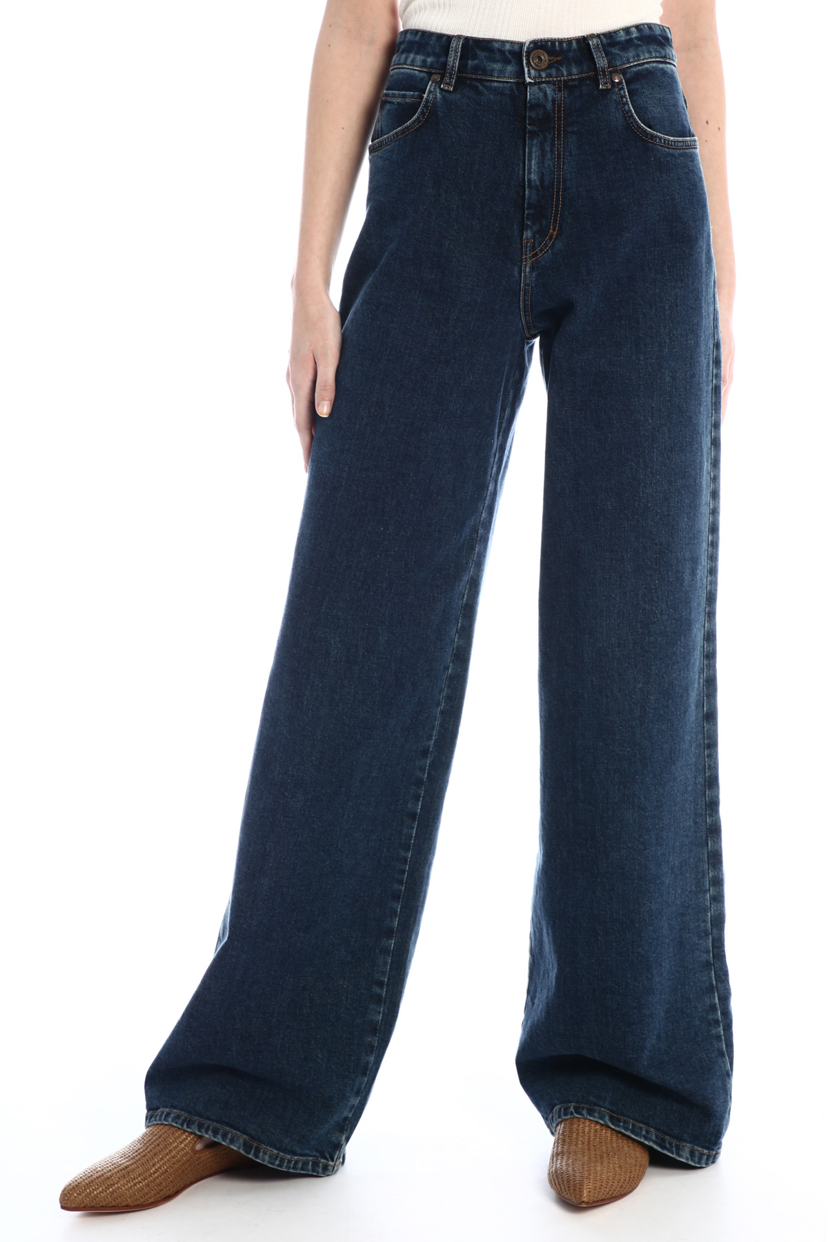 Jeans svasati in denim, blu scuro - Intrend
