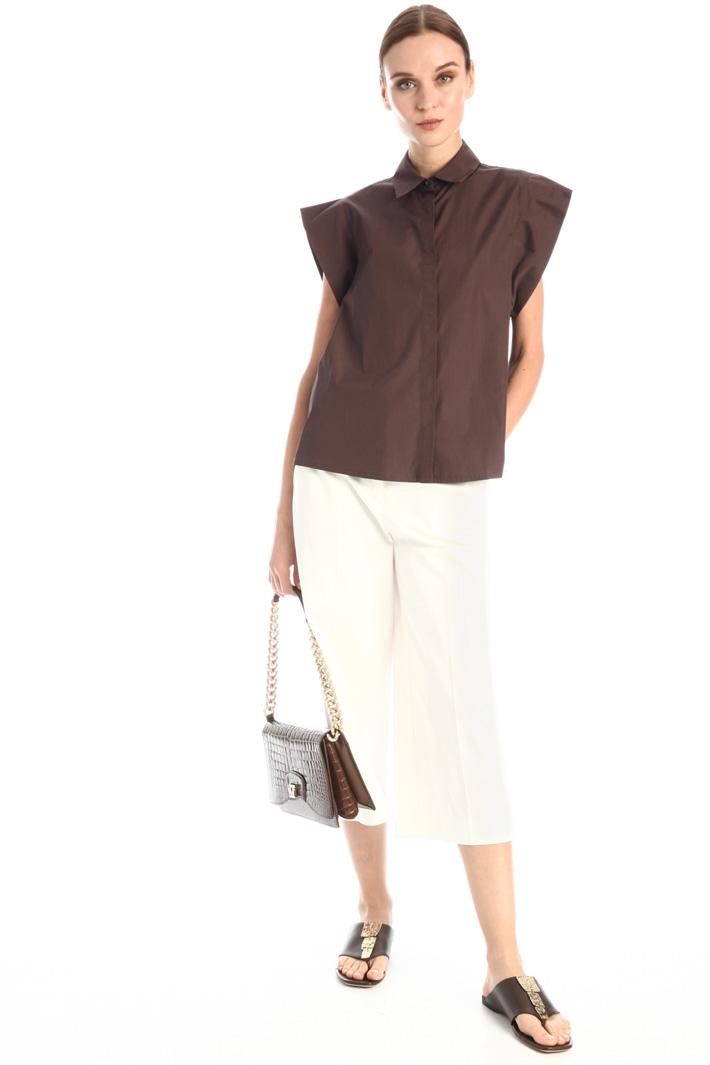 Pantaloni cropped in cotone, bianco - Intrend