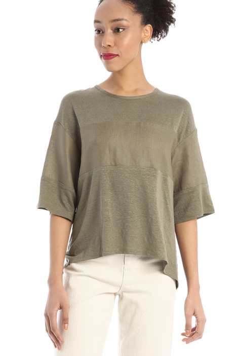 Bianco Maglia in lino con cuciture asimmetriche | Stefanel
