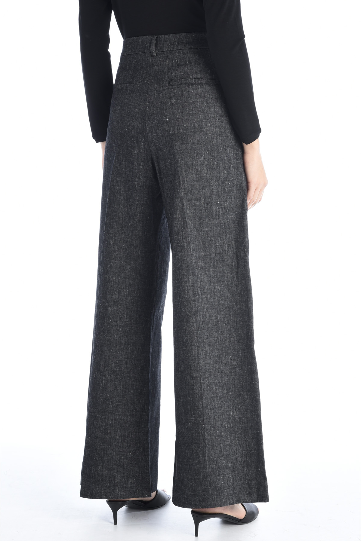 Pantaloni in cotone e lino, grigio scuro - Intrend