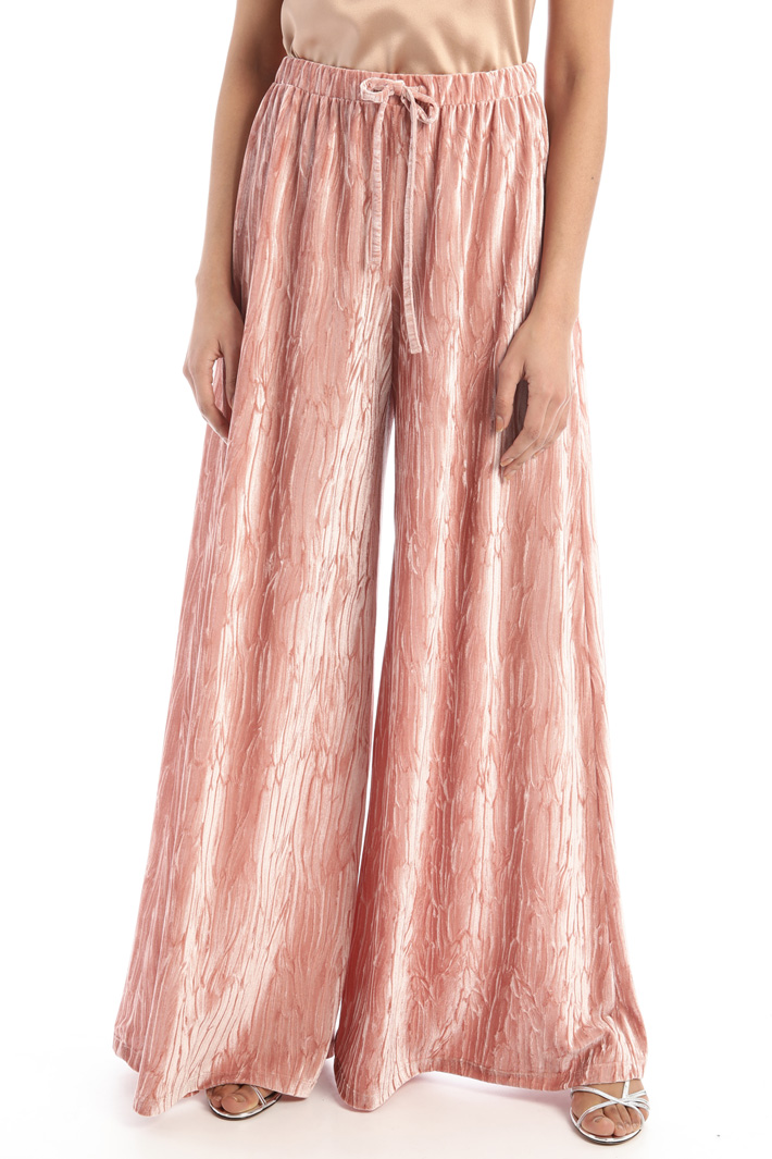 Pantaloni a palazzo in velluto, rosa antico - Intrend