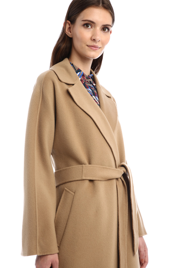 camel cashmere wrap coat