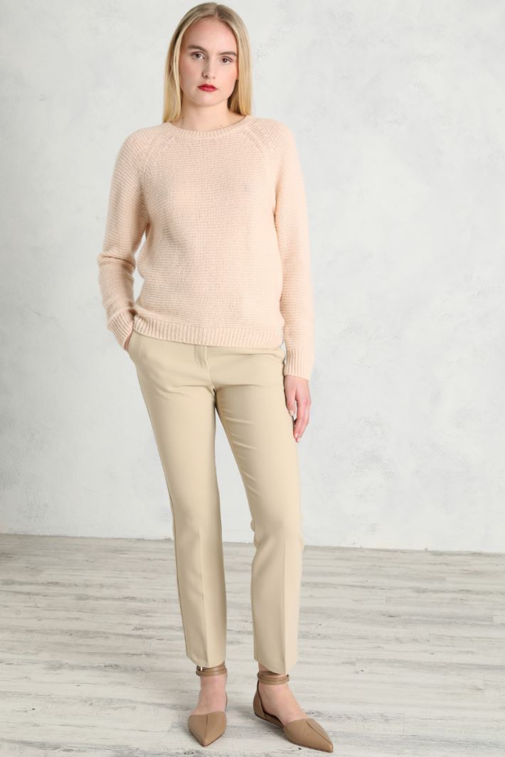 Pantaloni in crêpe di lana, beige - Intrend