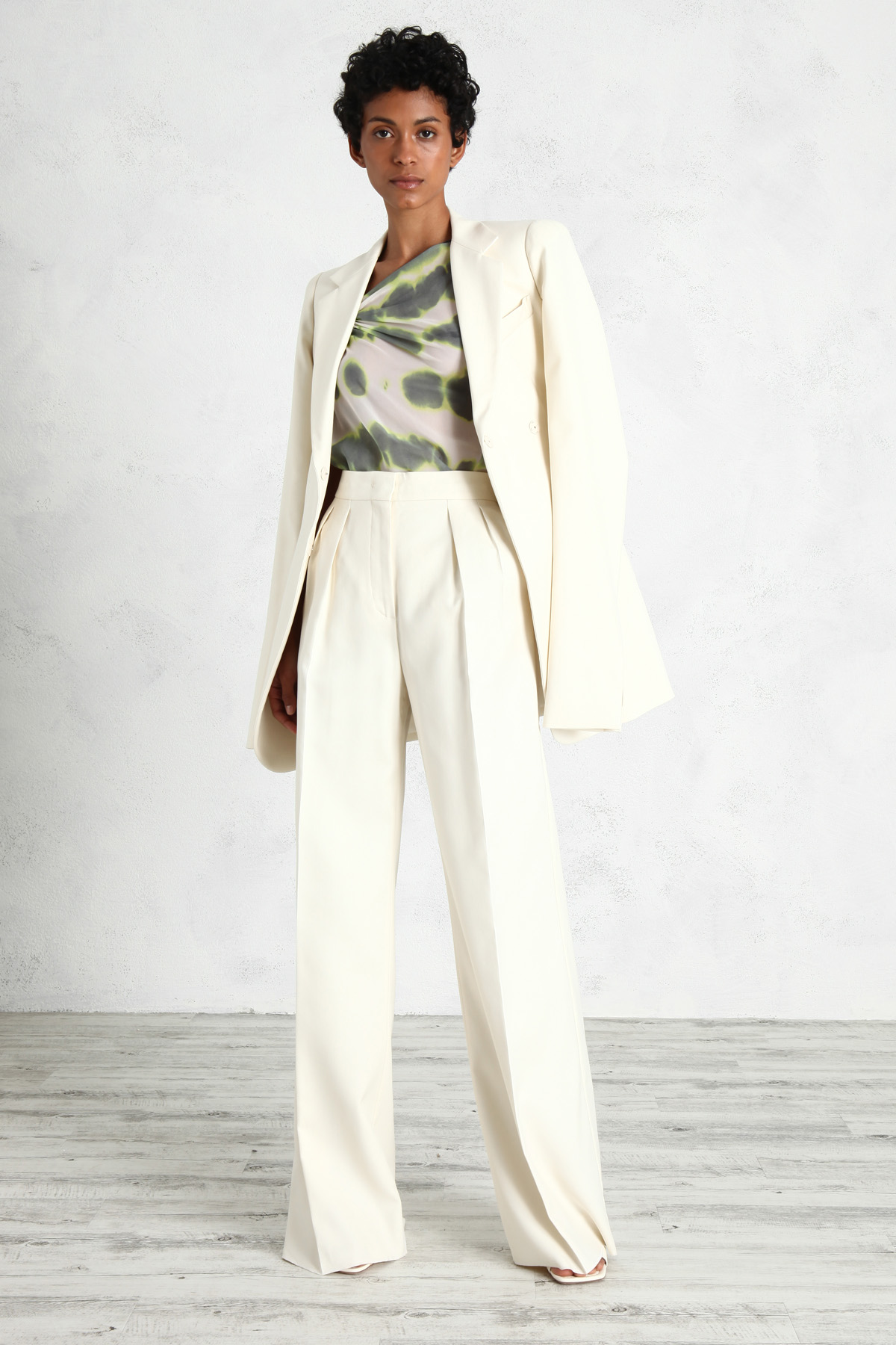 Pantaloni palazzo in gabardine, bianco - Intrend