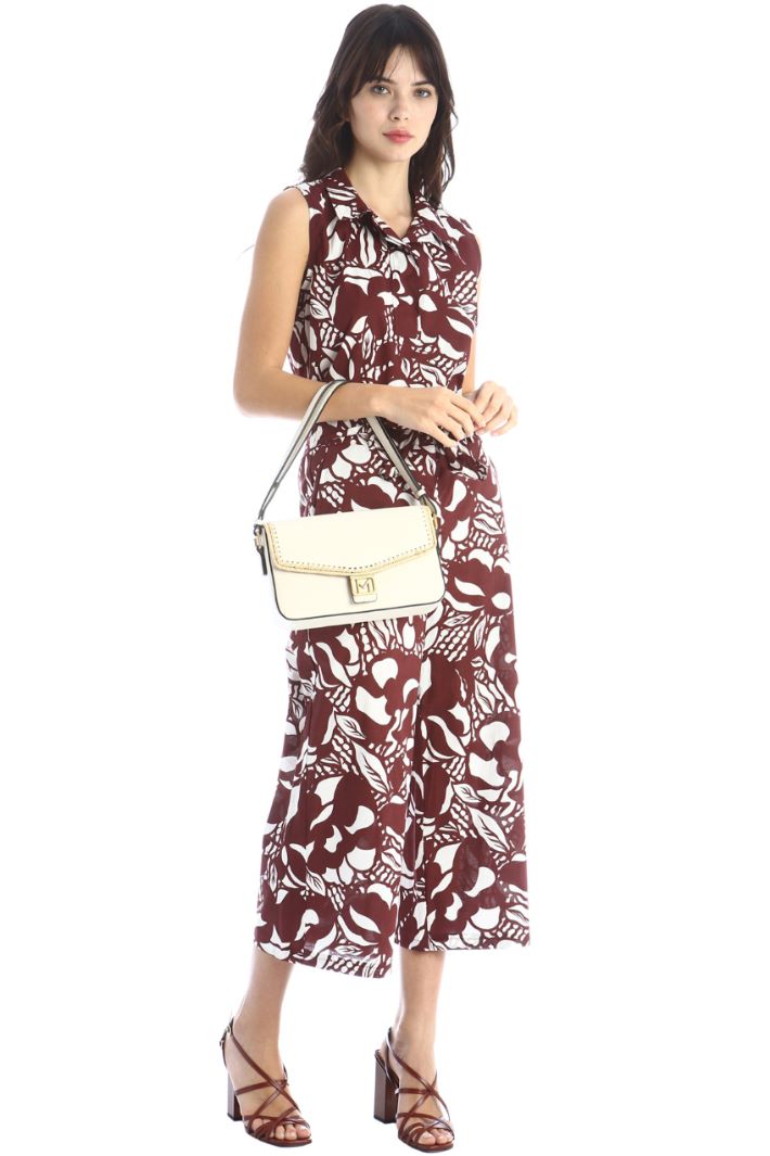 Pantaloni cropped in mussola, vinaccia bianco - Intrend