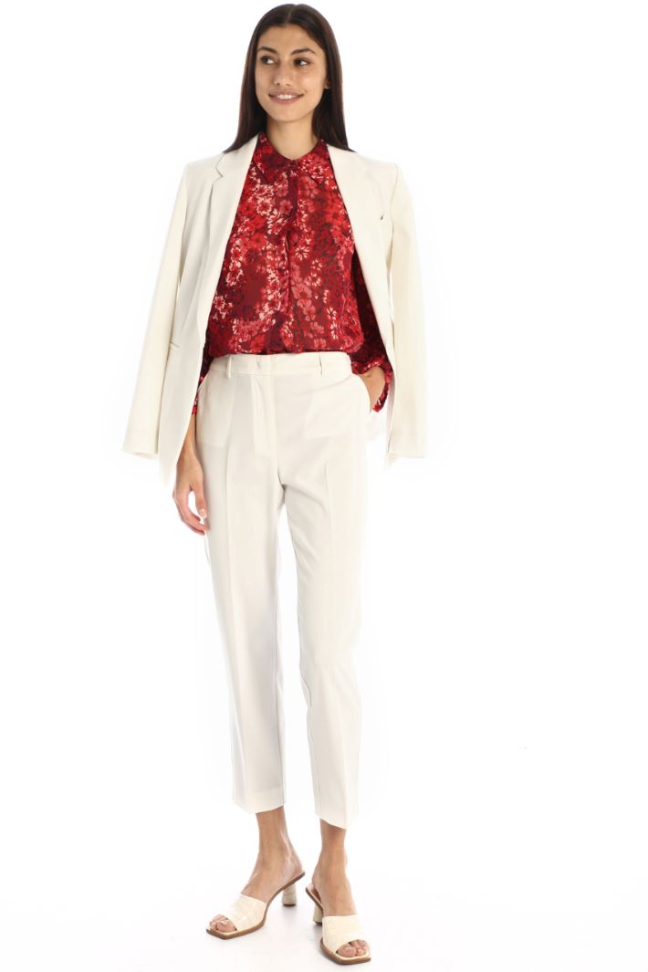 Pantaloni in tela stretch, bianco - Intrend
