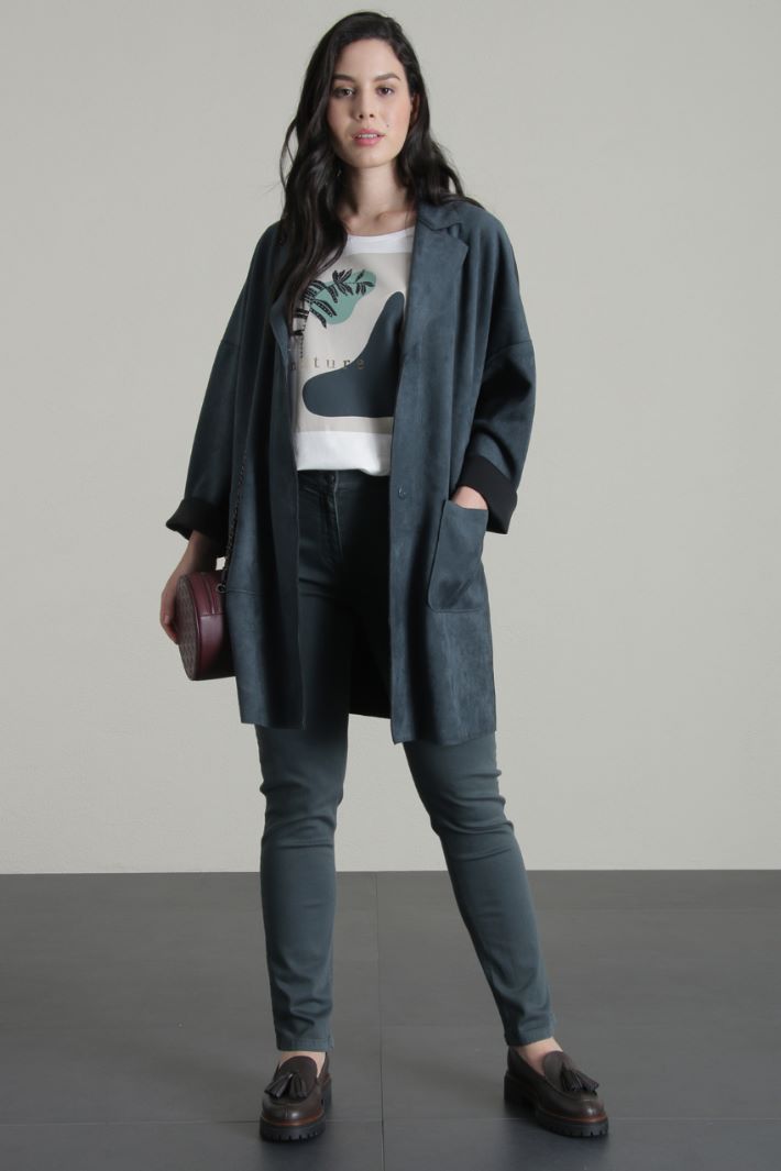 Suede effect jersey coat Intrend