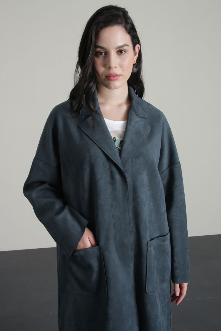 Suede effect jersey coat Intrend
