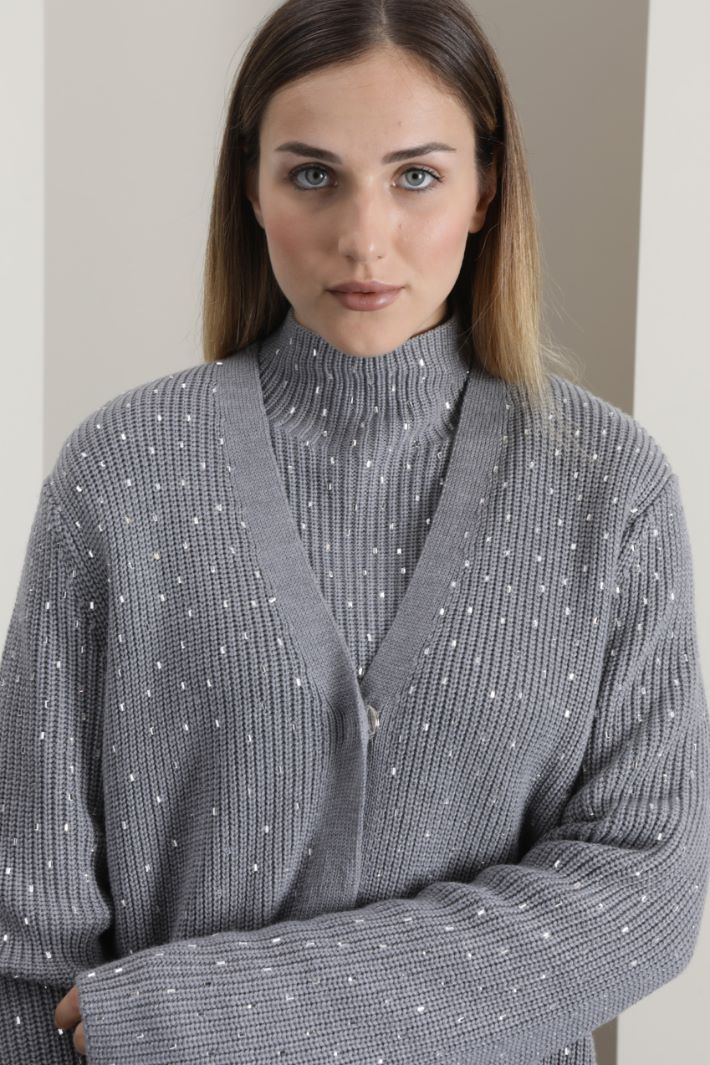 Cardigan in lana con strass Intrend