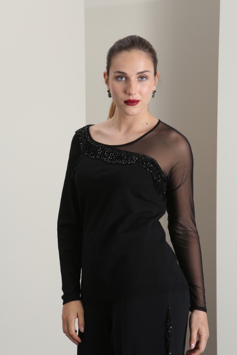 Viscose and tulle sweater Intrend